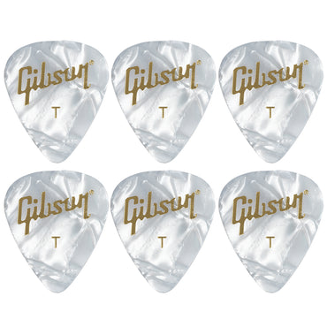 Gibson Pearloid White Celluloid ギターピック APRW12-74 6枚入り