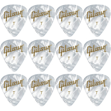 Gibson Pearloid White Celluloid ギターピック APRW12-74 12枚入り