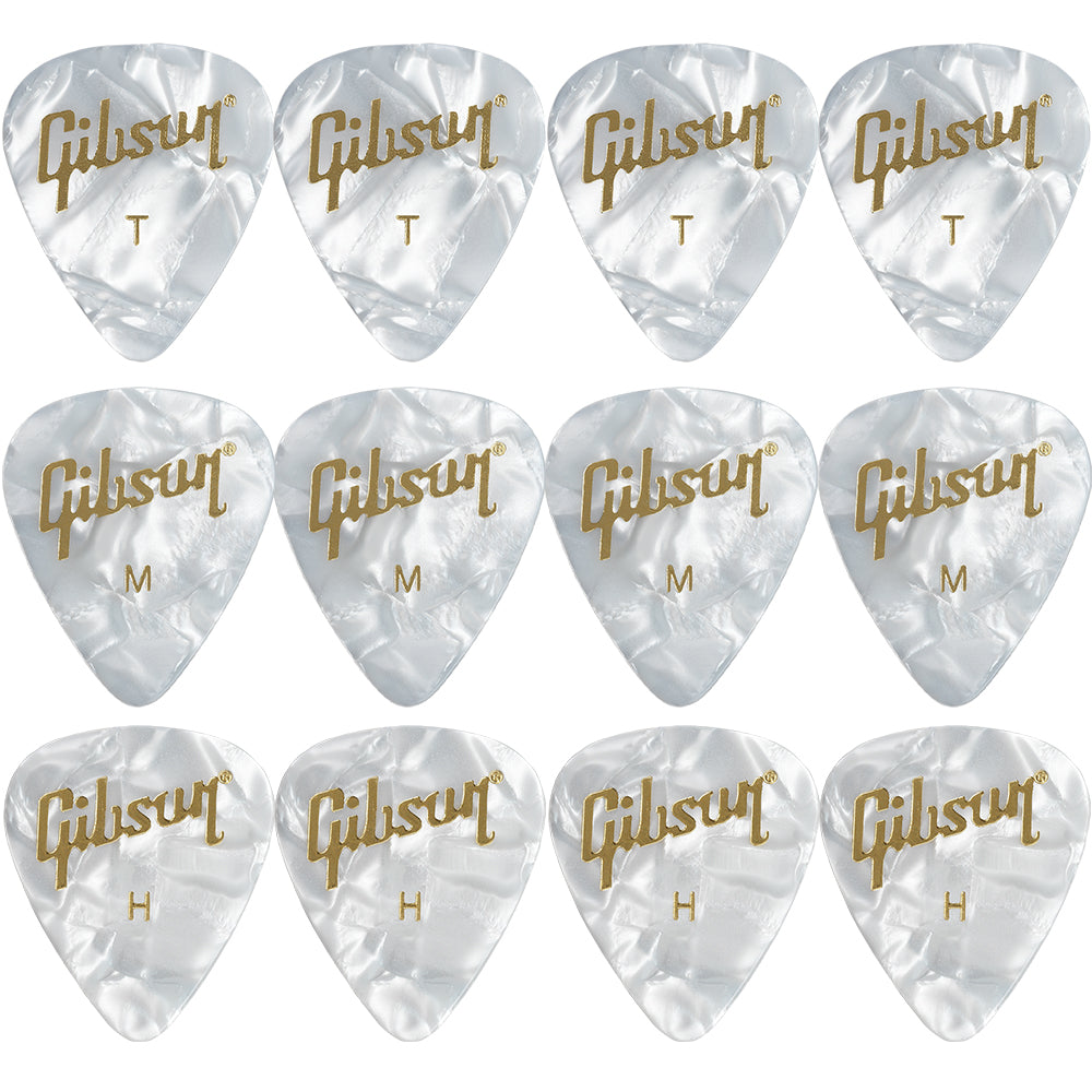 Gibson Pearloid White Celluloid ギターピック APRW12-74 12枚入り