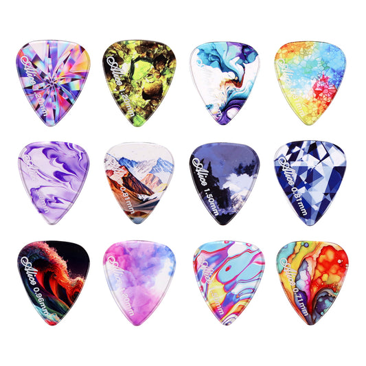 Alice アリスギターピック AWR-HR 12枚入り エレキギター アコギ用 幻夢シリーズティアドロップ ギター初心者 練習用 多種類から選べる