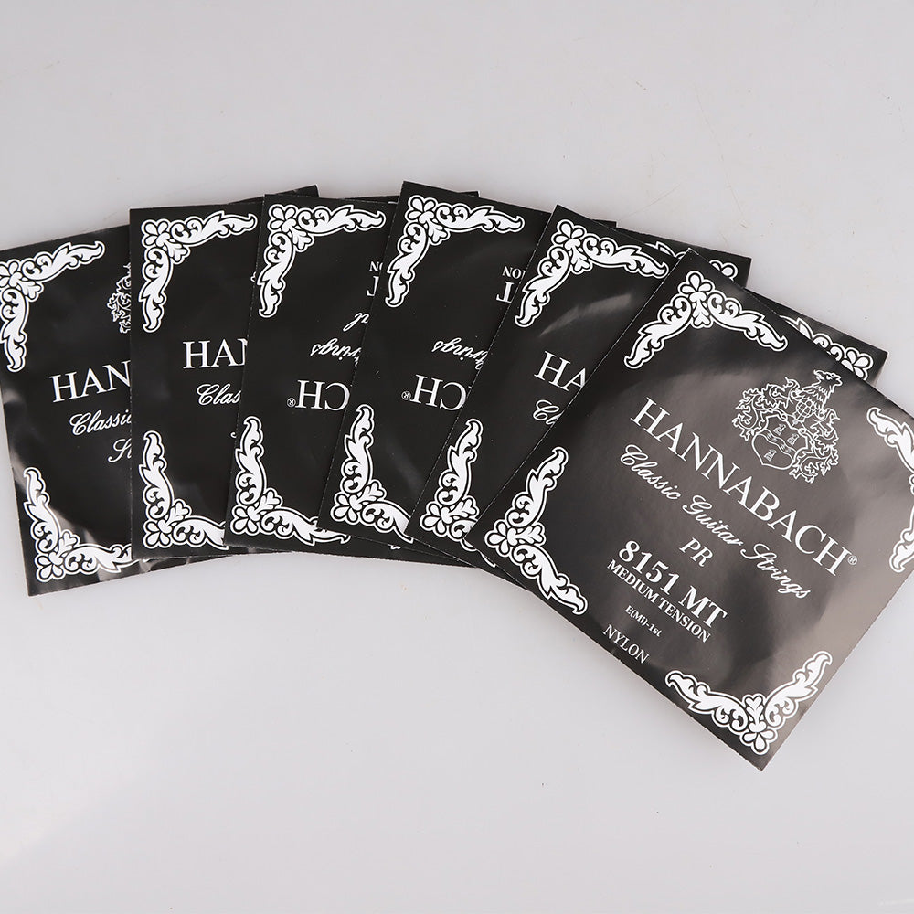 HANNABACH ハナバッハ 銀メッキ巻きクラシックギター弦 ナイロンセット弦 単品弦 ハーフセットクラシック 815シリーズ ミディアムテンション ハイテンション ナイロン弦 ドイツ製