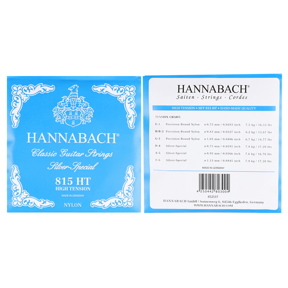 HANNABACH ハナバッハ 銀メッキ巻きクラシックギター弦 ナイロンセット弦 単品弦 ハーフセットクラシック 815シリーズ ミディアムテンション ハイテンション ナイロン弦 ドイツ製
