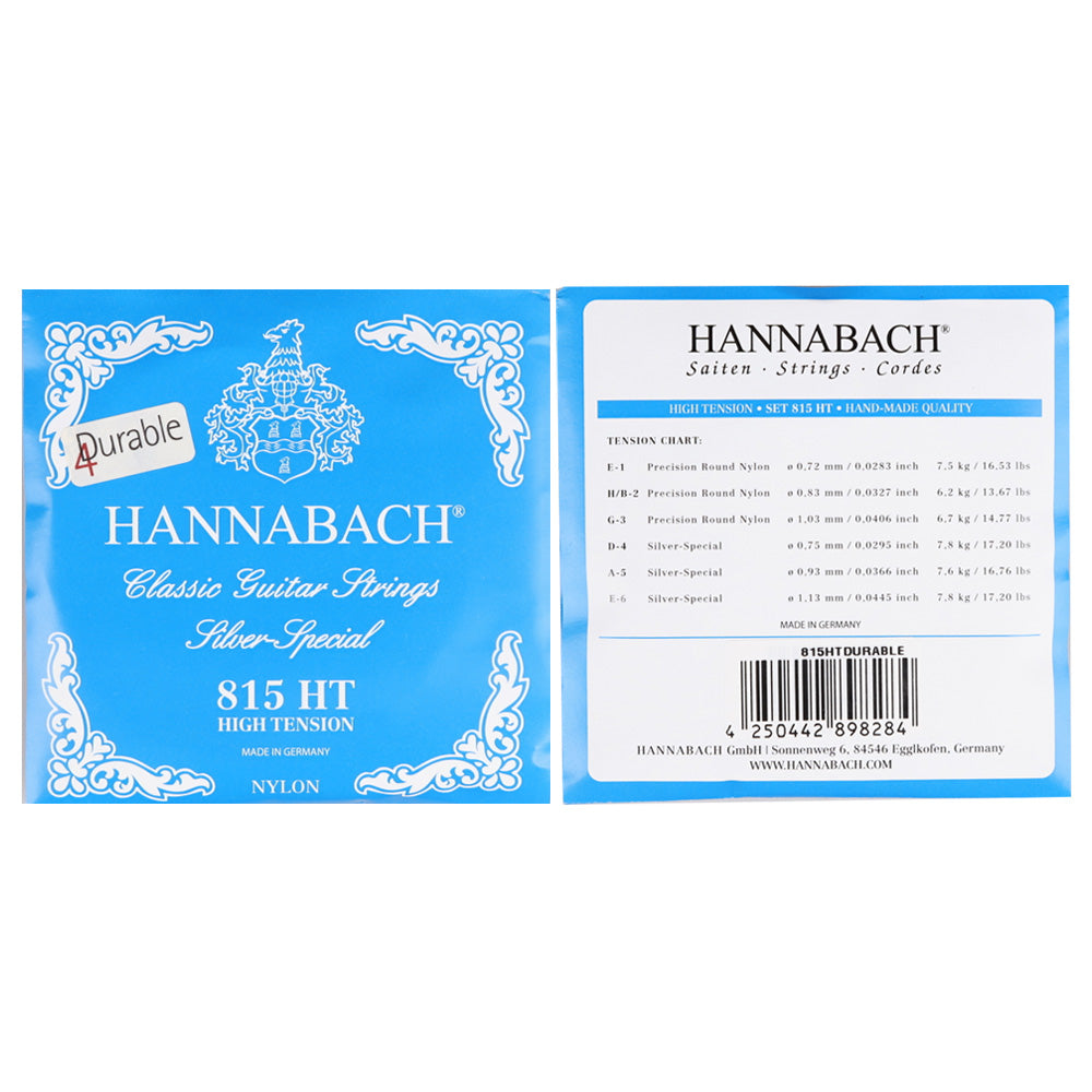 HANNABACH ハナバッハ 銀メッキ巻きクラシックギター弦 ナイロンセット弦 単品弦 ハーフセットクラシック 815シリーズ ミディアムテンション ハイテンション ナイロン弦 ドイツ製