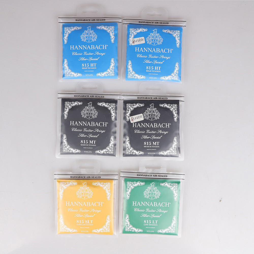 HANNABACH ハナバッハ 銀メッキ巻きクラシックギター弦 ナイロンセット弦 単品弦 ハーフセットクラシック 815シリーズ ミディアムテンション ハイテンション ナイロン弦 ドイツ製