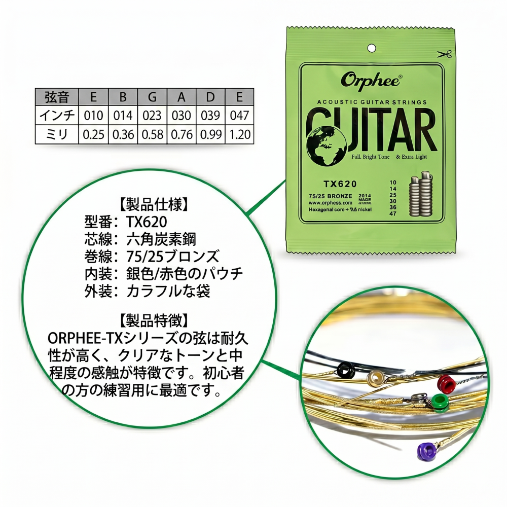 Orphee オルフェ アコギ弦 TX-◯◯