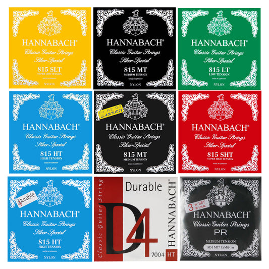 HANNABACH ハナバッハ 銀メッキ巻きクラシックギター弦 ナイロンセット弦 単品弦 ハーフセットクラシック 815シリーズ ミディアムテンション ハイテンション ナイロン弦 ドイツ製