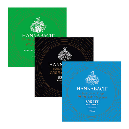 HANNABACH ハナバッハ 金メッキ巻きクラシックギター弦 825シリーズ ローテンション ミディアムテンション ハイテンション ナイロン弦 ドイツ製