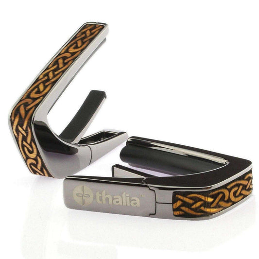 Thalia Capos ギターカポタスト Black Chrome Hawaiian Koa Celtic Knot TH-CB201-03