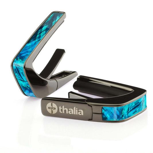 Thalia Capos ギターカポタスト Black Chrome w/Teal Angel Wing Inlay TH-CB200-TW
