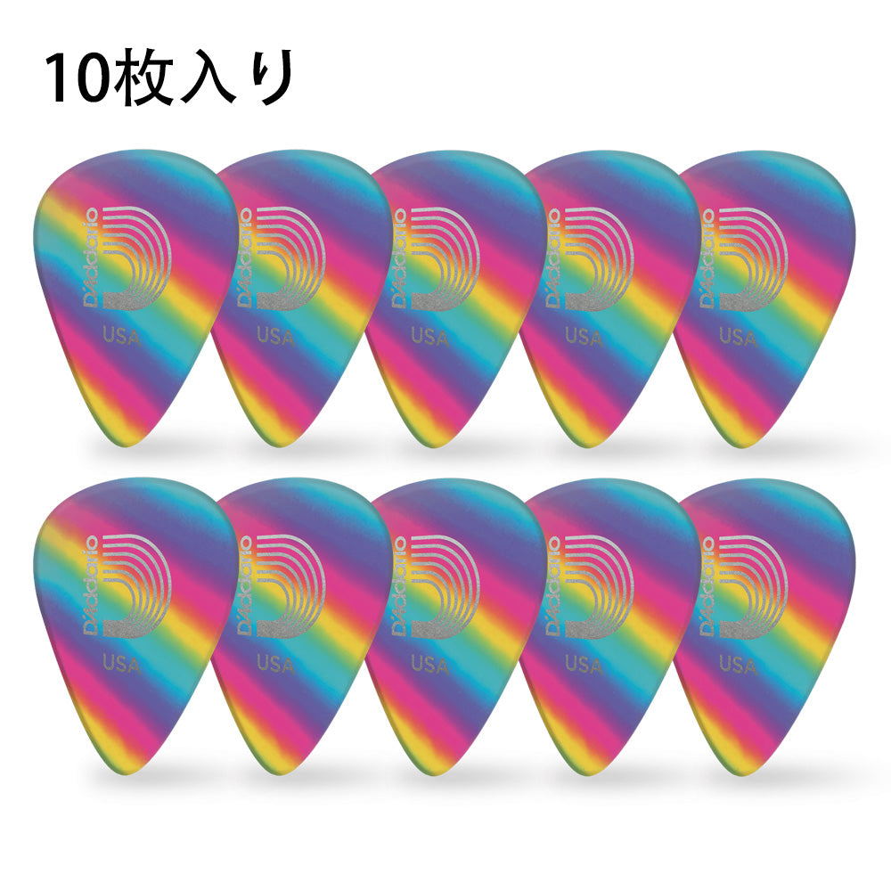 D'Addario Classic Celluloid Rainbow ギターピック ティアドロップ 10枚入り セルロイド製