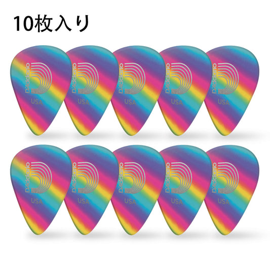 D'Addario Classic Celluloid Rainbow ギターピック ティアドロップ 10枚入り セルロイド製