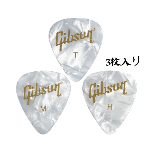 Gibson Pearloid White Celluloid ギターピック APRW12-74 3枚入り