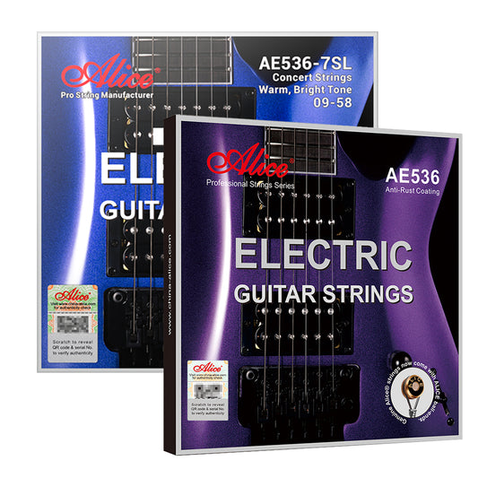 Alice アリス エレキギター弦 AE536シリーズ 6弦/7弦用 白ニッケル色合金メッキ巻き 防錆 耐久性あり プロフェッショナル演奏用弦