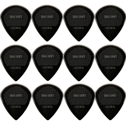 Jim Dunlop MAX-GRIP Jazz III XL ギターピック 12枚入り