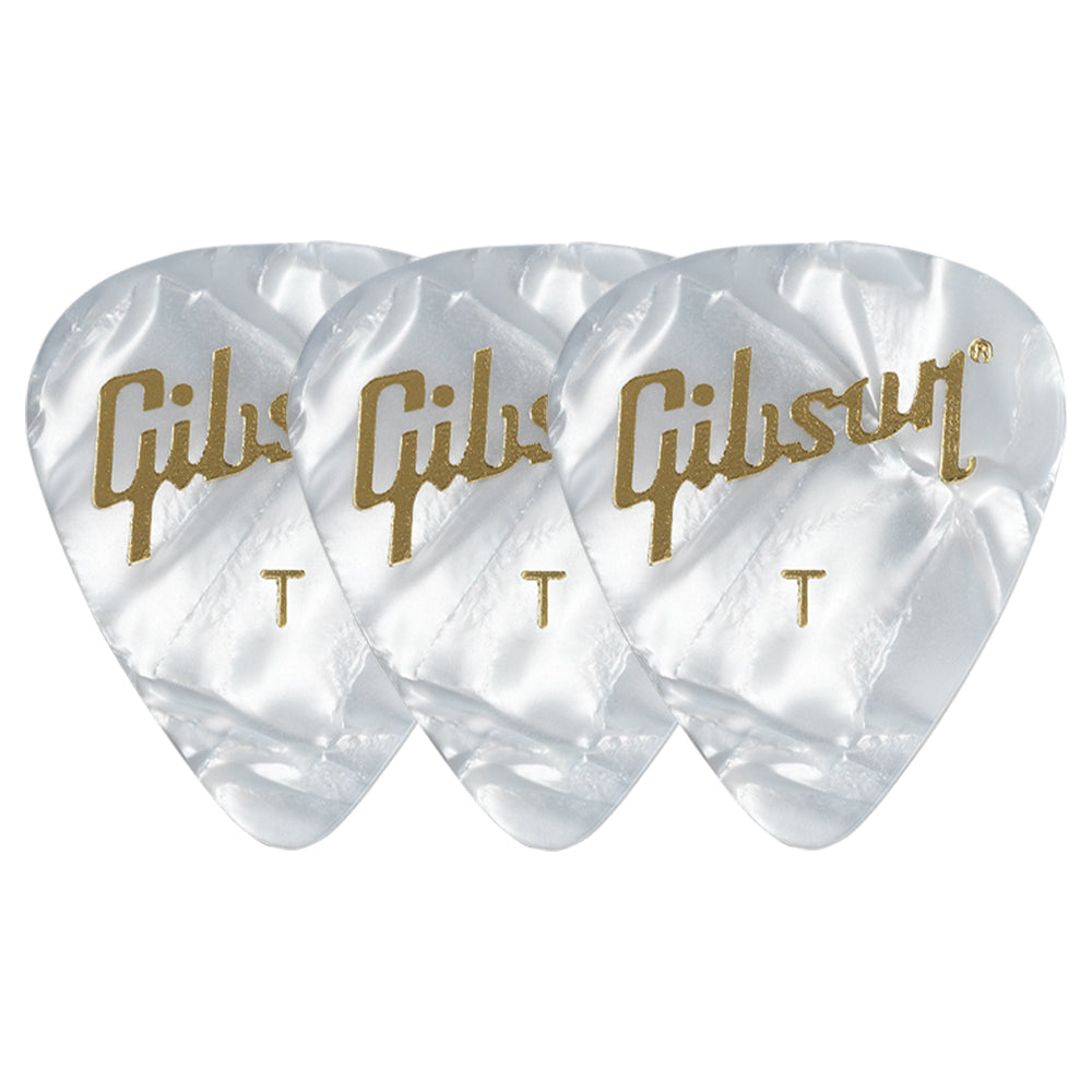 Gibson Pearloid White Celluloid ギターピック APRW12-74  3枚入り