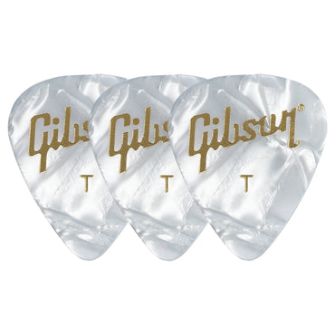 Gibson Pearloid White Celluloid ギターピック APRW12-74  3枚入り
