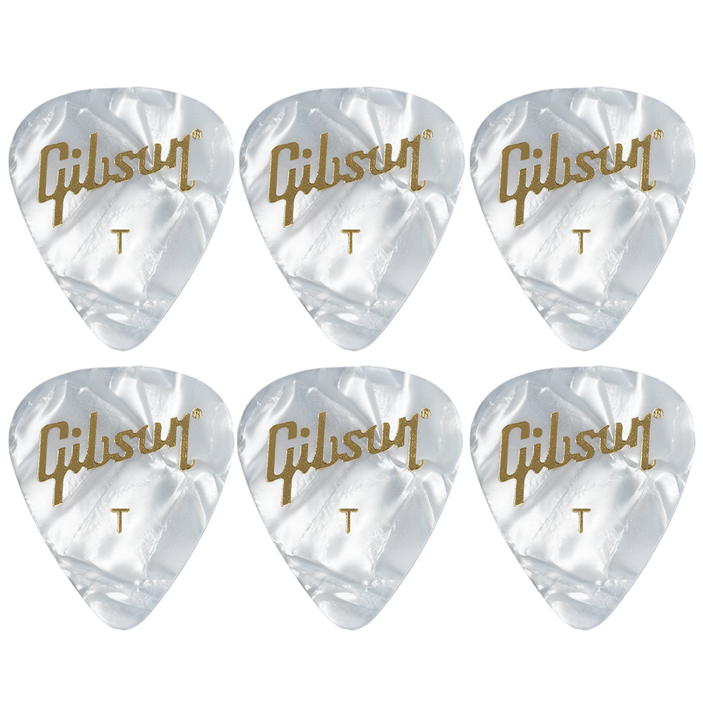 Gibson Pearloid White Celluloid ギターピック APRW12-74  6枚入り