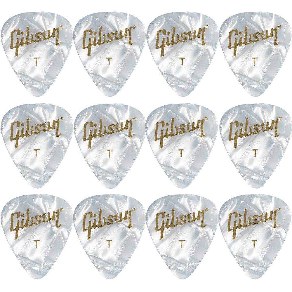 Gibson Pearloid White Celluloid ギターピック APRW12-74  12枚入り
