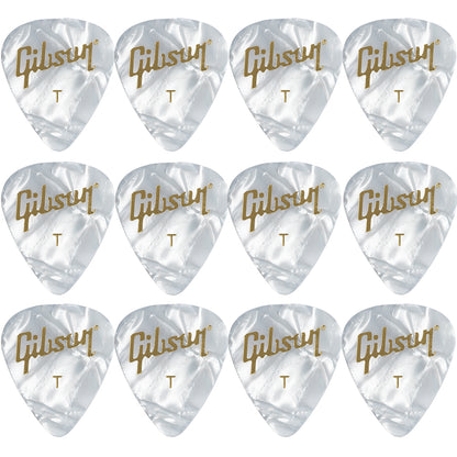 Gibson Pearloid White Celluloid ギターピック APRW12-74  12枚入り