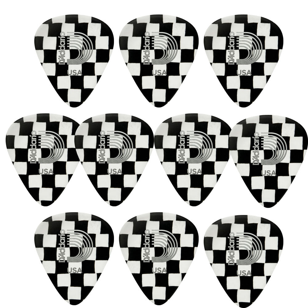 D'addario ダダリオ チェック柄セルロイドギターピック 4種類の厚さ 1CCB2/4/6/7 10枚入り