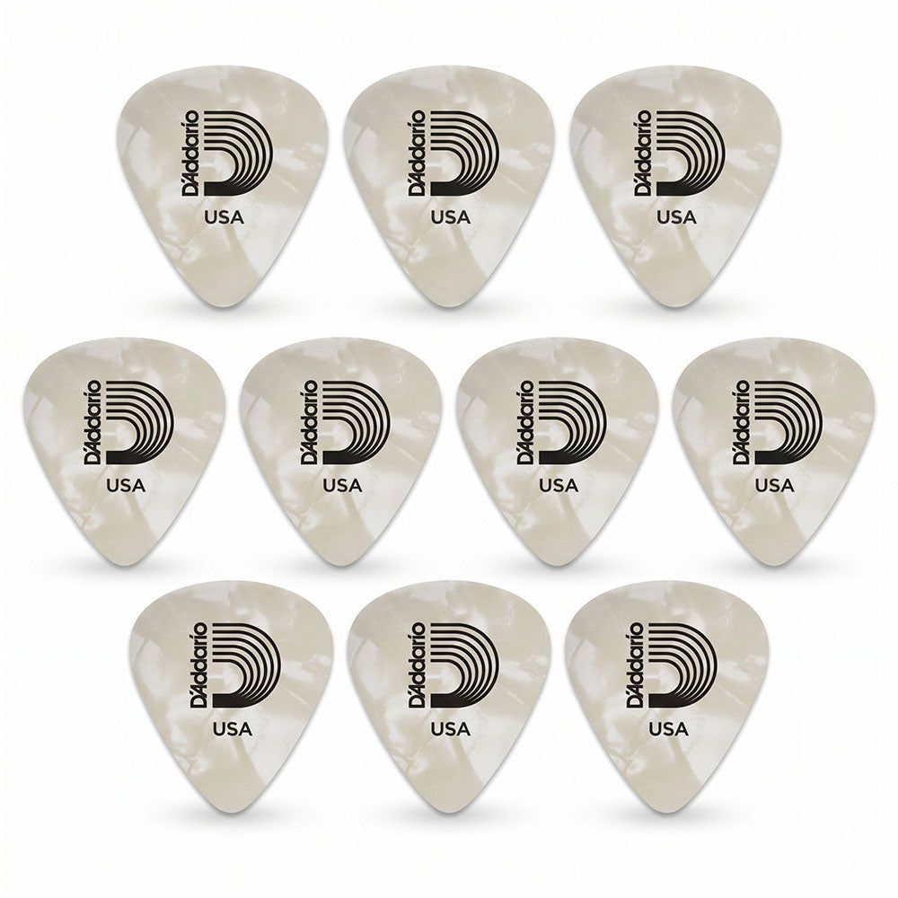 D'addario ダダリオ ホワイトセルロイドギターピック 4種類の厚さ 1CWP2/4/6/7 10枚入り