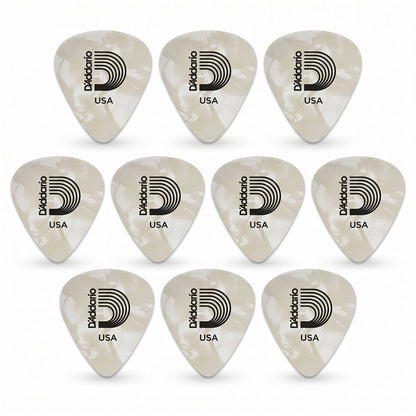 D'addario ダダリオ ホワイトセルロイドギターピック 4種類の厚さ 1CWP2/4/6/7 10枚入り