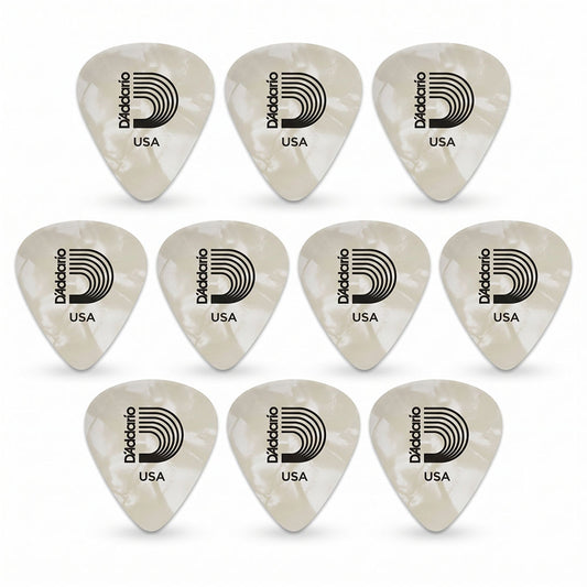 D'addario ダダリオ ホワイトセルロイドギターピック 4種類の厚さ 1CWP2/4/6/7 10枚入り