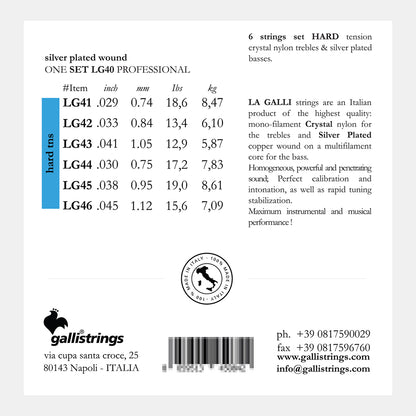 Gallistrings LGシリーズ クラシックギター弦 透明ナイロン 銀メッキ LG40 LG50