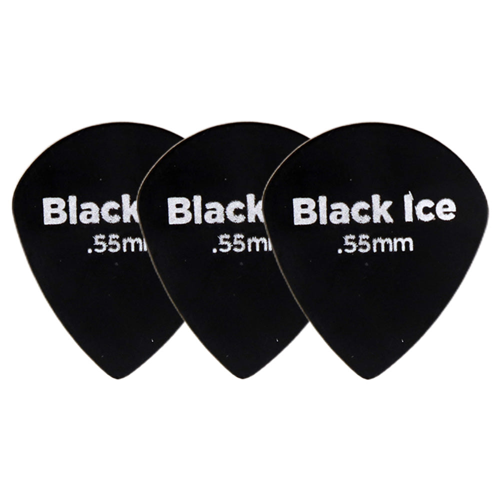 D'Addario Black Ice Jazzギターピック 3枚入り ジャズタイプ Delrin製