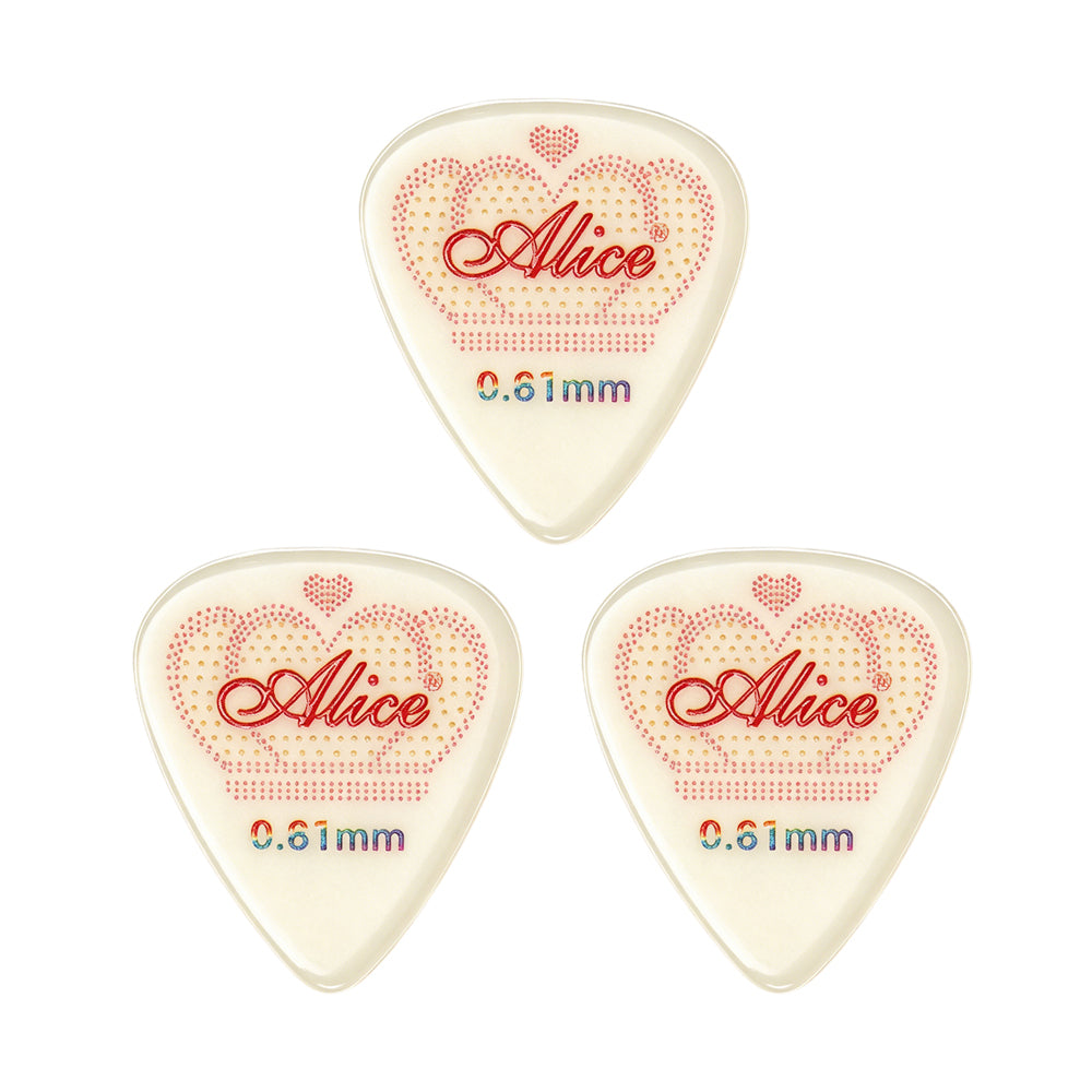 Alice アリス AWR-AFL 蓄光滑り止めセルロイド ギターピック 3枚入り