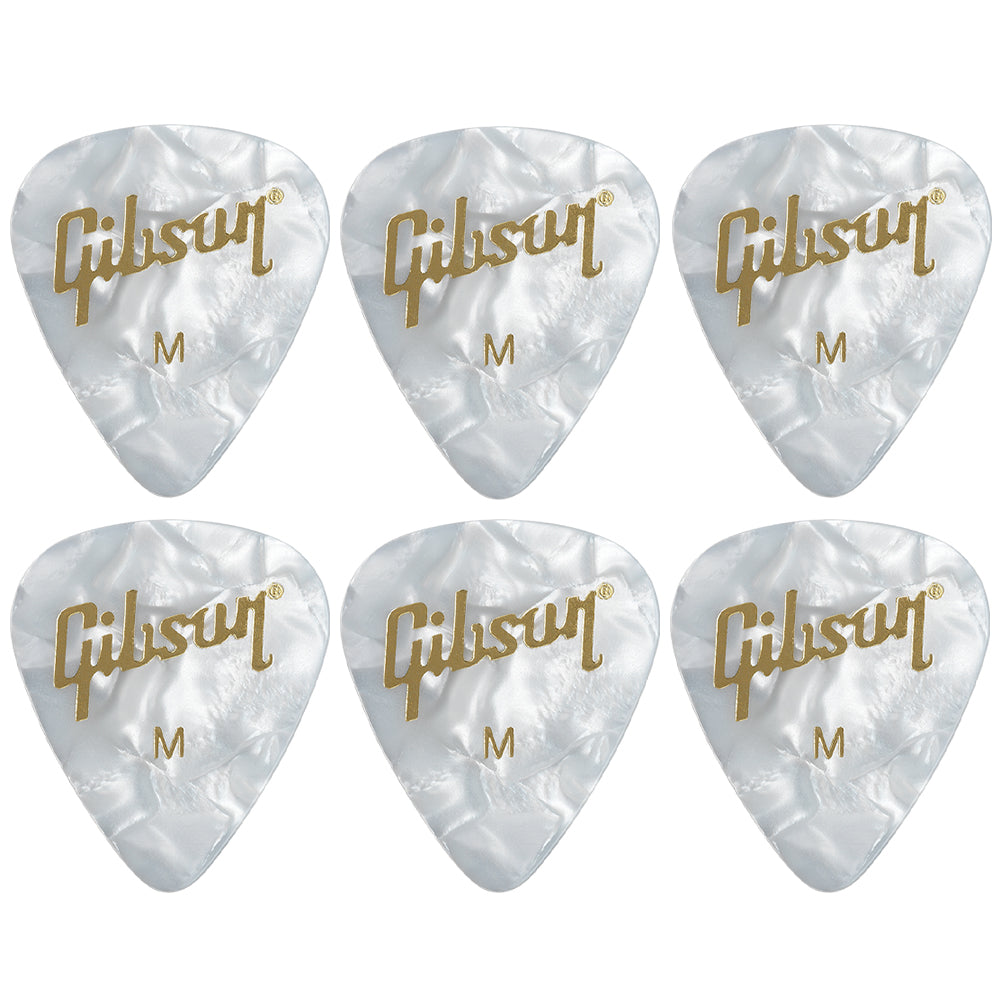 Gibson Pearloid White Celluloid ギターピック APRW12-74  6枚入り