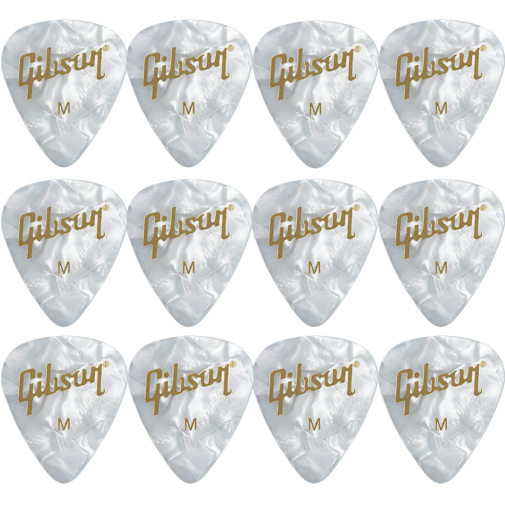 Gibson Pearloid White Celluloid ギターピック APRW12-74  12枚入り