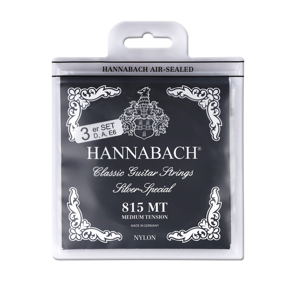 HANNABACH ハナバッハ 銀メッキ巻きクラシックギター弦 ナイロンセット弦 単品弦 ハーフセットクラシック 815シリーズ ミディアムテンション ハイテンション ナイロン弦 ドイツ製