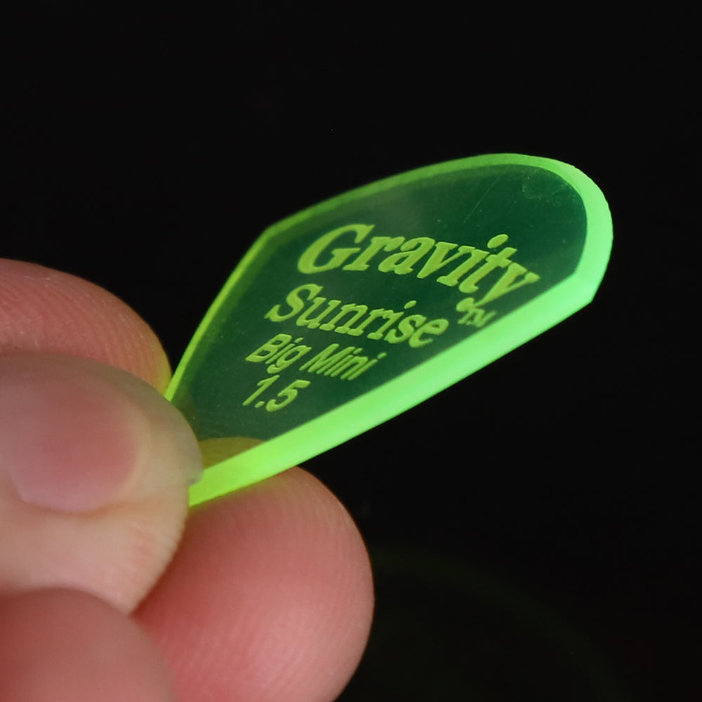 Gravity グラビティ Sunrise big mini ギターピック GSUB15M 滑り止め耐久性 fluorescent green 1枚入り