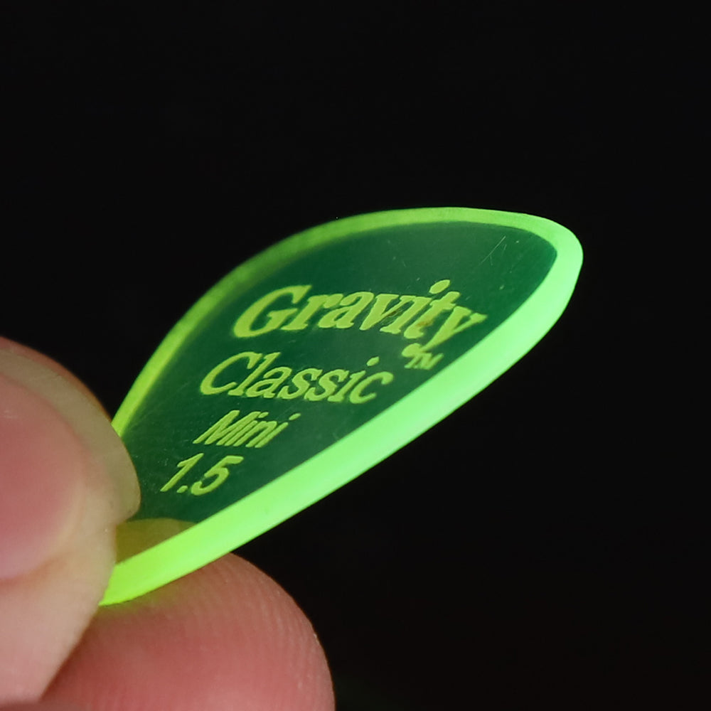 Gravity グラビティClassic Mini ギターピック JAZZ GCLM15M fluorescent green 1枚入り