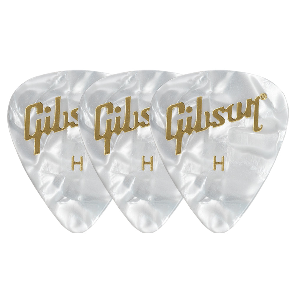 Gibson Pearloid White Celluloid ギターピック APRW12-74  3枚入り
