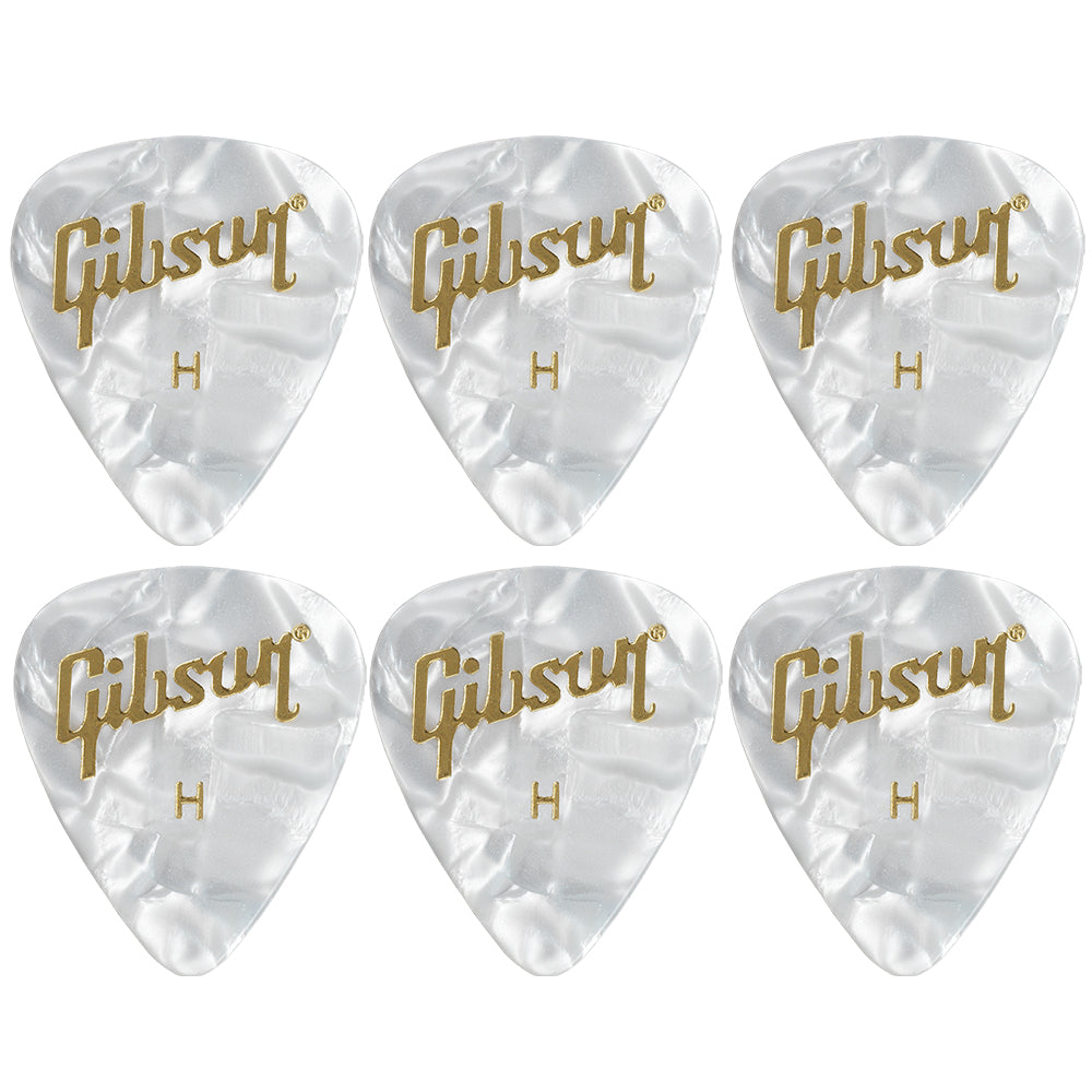 Gibson Pearloid White Celluloid ギターピック APRW12-74  6枚入り