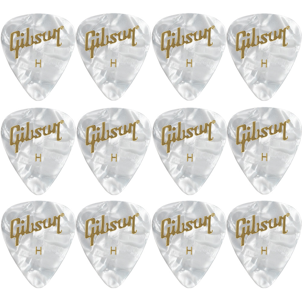 Gibson Pearloid White Celluloid ギターピック APRW12-74  12枚入り
