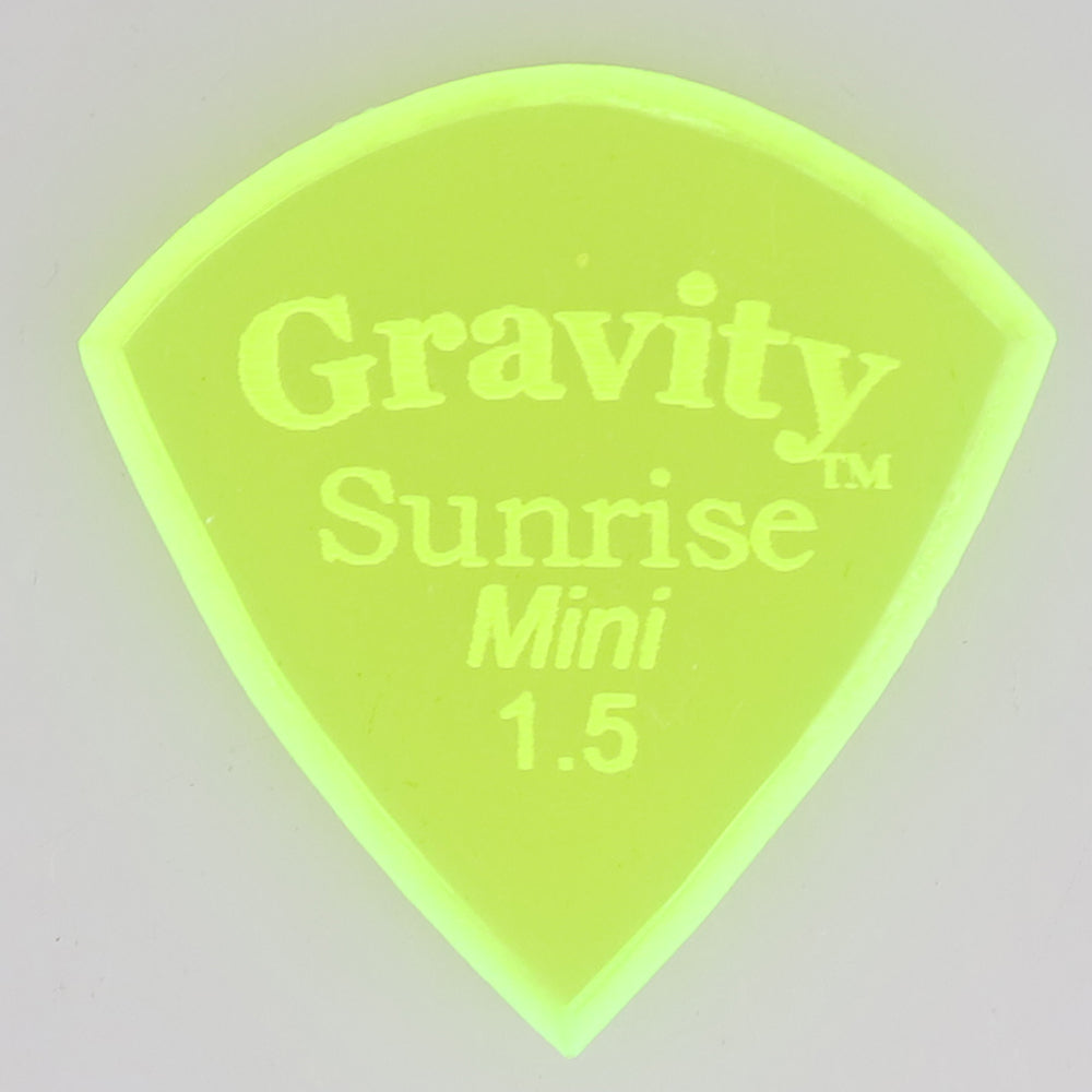 Gravity グラビティ  Sunrise Mini  ギターピック ジャズタイプ GSUM15M  fluorescent green 耐久性 1枚入り