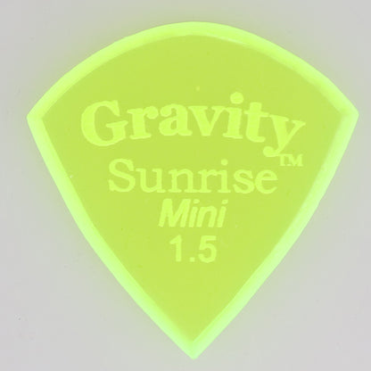 Gravity グラビティ  Sunrise Mini  ギターピック ジャズタイプ GSUM15M  fluorescent green 耐久性 1枚入り