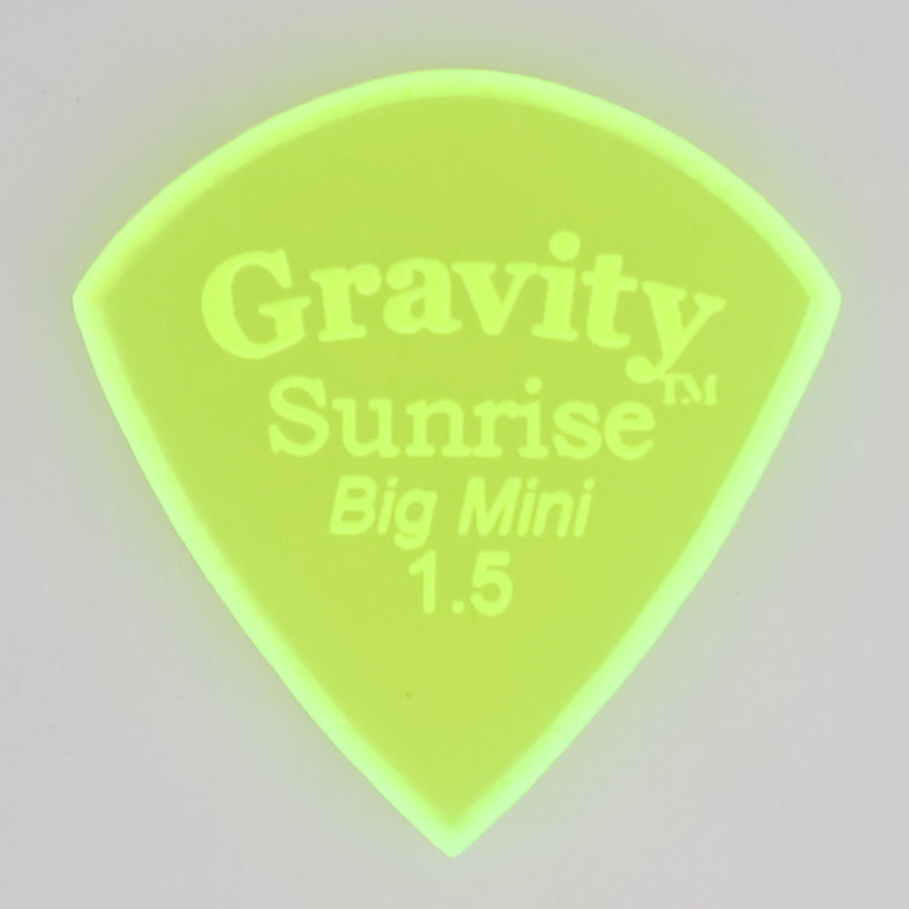Gravity グラビティ Sunrise big mini ギターピック GSUB15M 滑り止め耐久性 fluorescent green 1枚入り