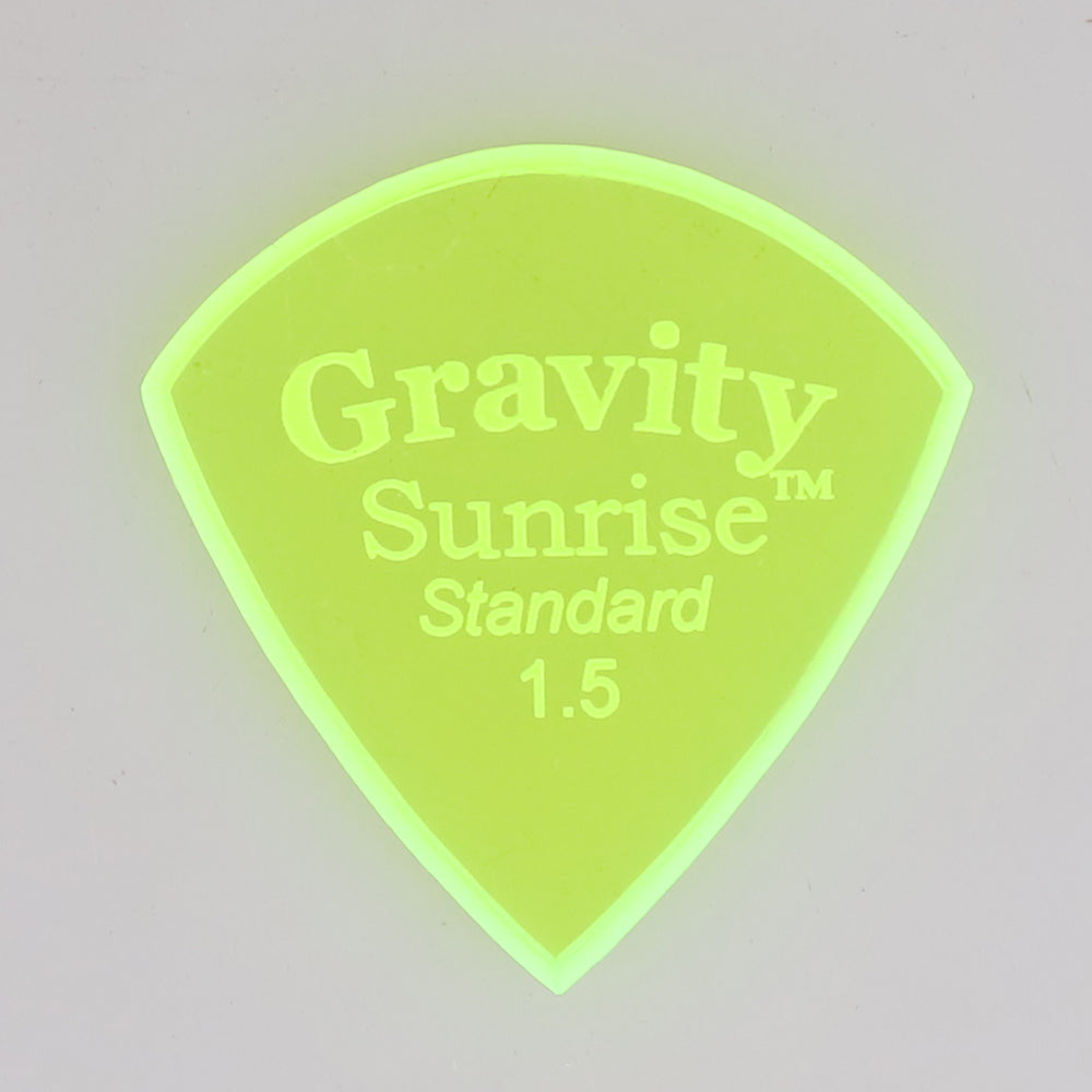 Gravity グラビティ Sunrise Standard ギターピック GSUS15M  fluorescent green滑り止め耐久性 1枚入り