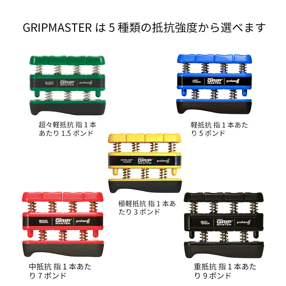 ProHands GRIP MASTER シリーズ フィンガーストレングス 1.5/3/5/7/9ポンド