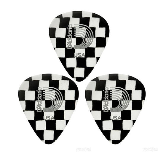 D'addario ダダリオ チェック柄セルロイドギターピック 4種類の厚さ 1CCB2/4/6/7