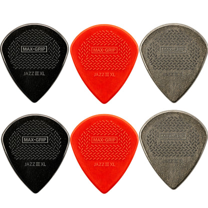 Jim Dunlop MAX-GRIP Jazz III XL ギターピック 6枚入り