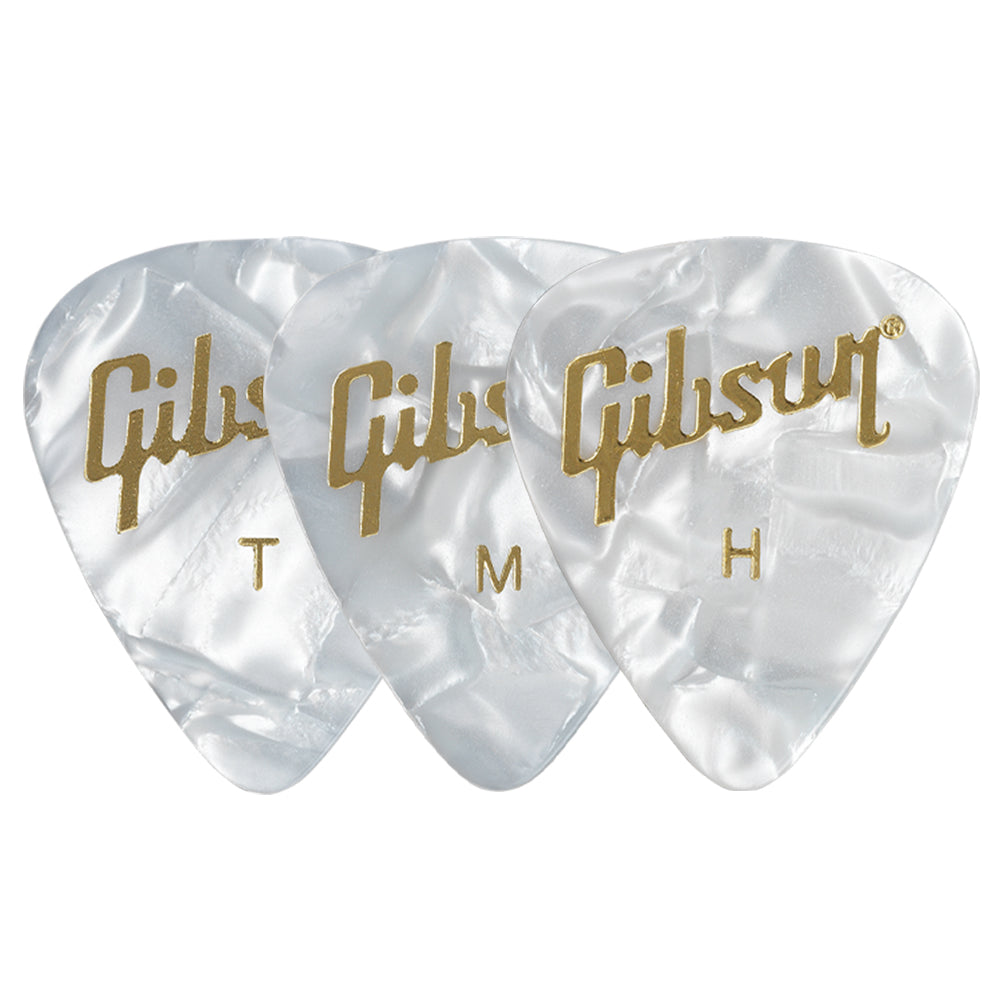 Gibson Pearloid White Celluloid ギターピック APRW12-74  3枚入り
