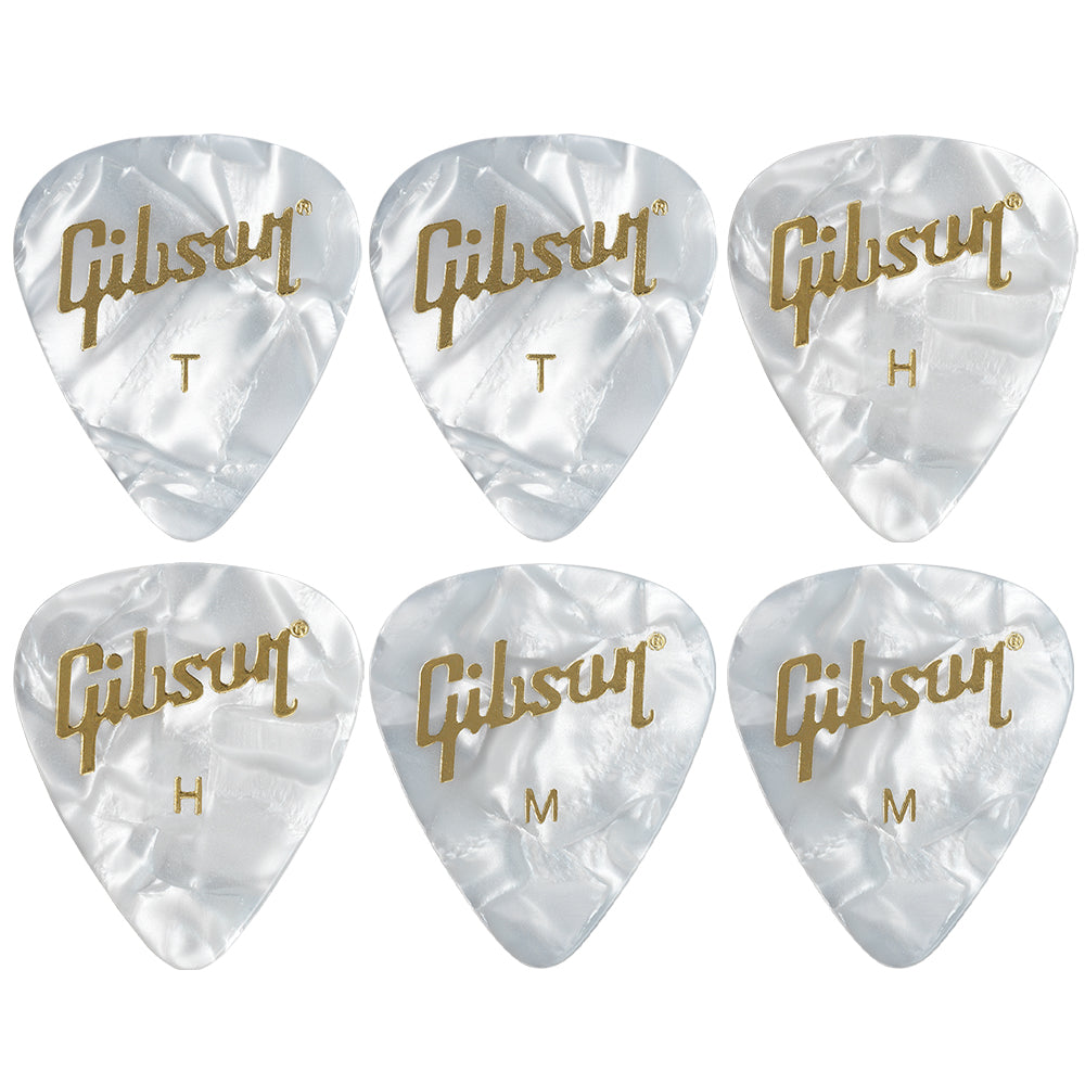 Gibson Pearloid White Celluloid ギターピック APRW12-74  6枚入り