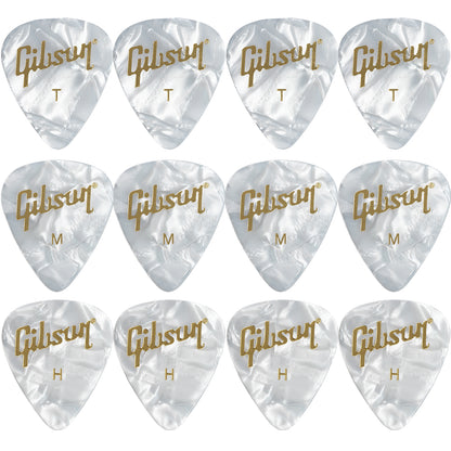 Gibson Pearloid White Celluloid ギターピック APRW12-74  12枚入り