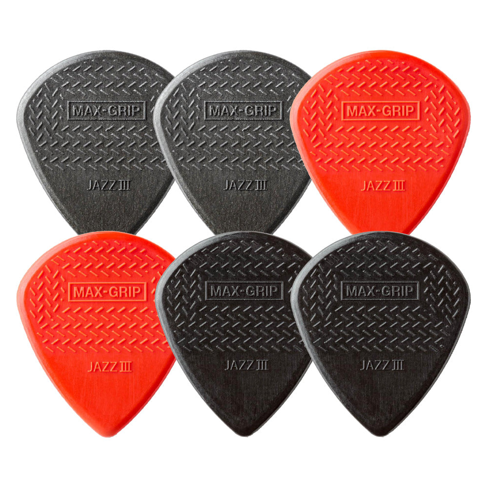 Jim Dunlop ジム ダンロップ 471R MAX-GRIP JAZZ III ギターピック 6枚入り