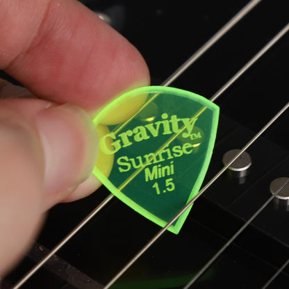 Gravity グラビティ  Sunrise Mini  ギターピック ジャズタイプ GSUM15M  fluorescent green 耐久性 1枚入り